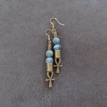 Ankh Egyptian African earrings, fertility symbol, kemetism, turquoise 