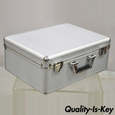 Modern Silver Aluminum Metal 17" Storage Box Briefcase Carry Bag