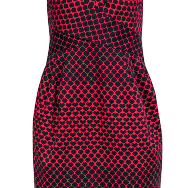 Club Monaco - Red Strapless Mini Dress w/ Navy Hearts Sz 6