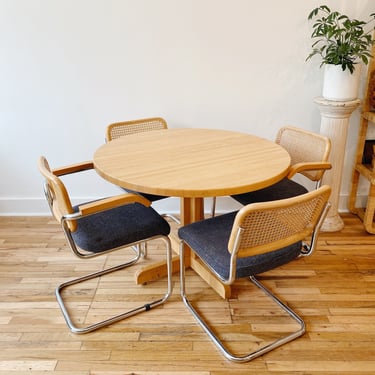Upholstered Cesca Chairs + Butcher Block Dining Table Set