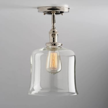 Clearance/Factory 2nd** Clear glass Bell Shade Flush Mount or Semi-Flush Mount Ceiling Light Fixture Active 