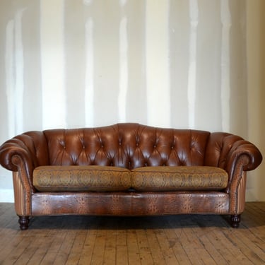 Vintage Britt Carter & Co. Leather Camelback Chesterfield Sofa