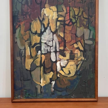 Free shipping within continental US - Vintage Original Framed and Signed Abstract Mid Century Artwork. 