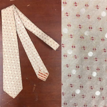 Vintage 1930’s, Polka Dot And Geometric Design Swing Tie, Unlined, 1930’s tie, Vintage Clothing 