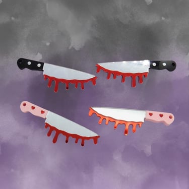 Knife Hair Clip - Bloody Knives Barrettes - Halloween Horror Spooky Clips 