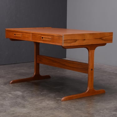 4ft Cantilevered Danish Modern Teak Desk Mid Century Modern 