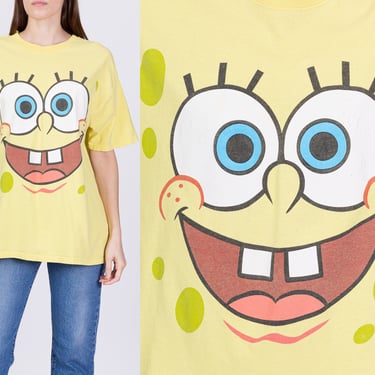 Vintage Y2K Spongebob T Shirt - Unisex Large | 2002 Nickelodeon Cartoon Yellow Graphic Tee 