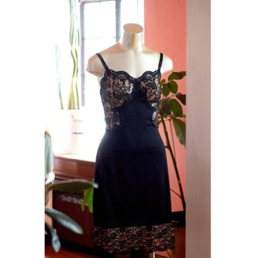 Vintage Black Lace Slip Dress by Gossard Artemis - 1960s - Pinup, Vintage Lingerie 