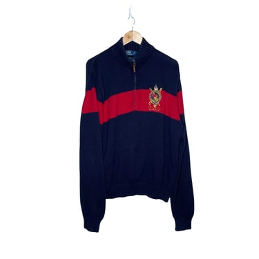 Men's Polo Ralph Lauren NYC RRL Striped Logo Red Blue Sweater Size XXL 