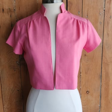 80s Pink Cropped Jacket Lanz Short Sleeved 