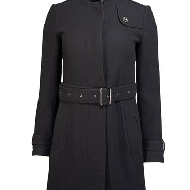 Burberry - Black Wool Blend Coat Sz 2