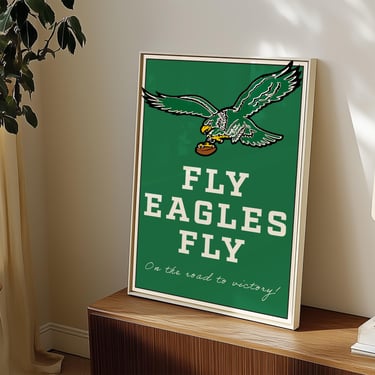 Fly Eagles Fly Poster, Digital Download only, Philadelphia Eagles Poster Print, Eagles Retro Logo, 1990s logo, Vintage Eagles Kelly Green 