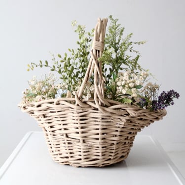 vintage large painted wicker basket 