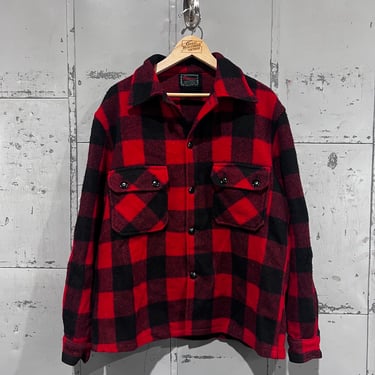 Vintage 1950s Chippewa woolen mill co Buffalo Plaid Wool button up Jacket shacket XL Flannel 