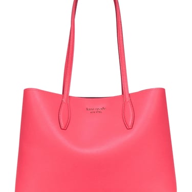 Kate Spade - Coral Pink Pebbled Leather Hook Closure Tote Bag