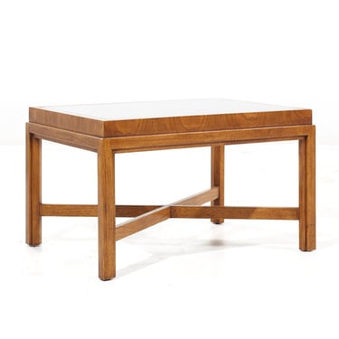 Drexel Heritage Mid Century Walnut and Smoked Glass Side End Table - mcm 