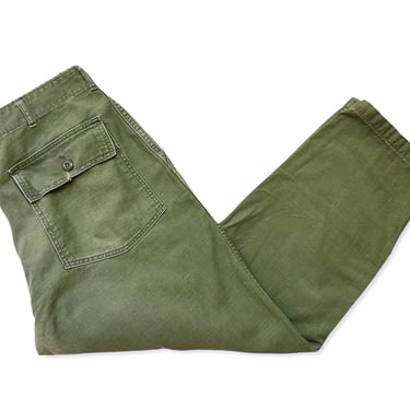 Vintage 1970s US Army OG-107 Cotton Field Trousers / Pants ~ measure 34 Waist ~ Vietnam War Era ~ Button-Fly 