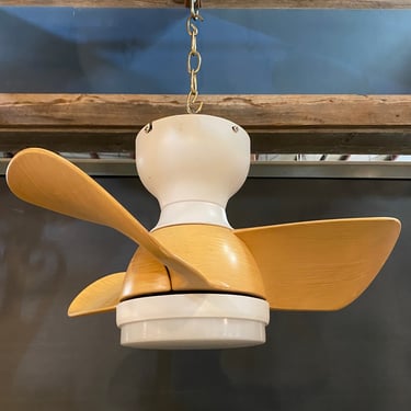 Mini Flushmount Ceiling Fan with Wood Grain Blades and Remote
