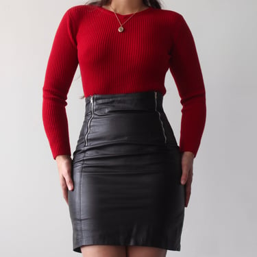 Vintage Zippered Leather Skirt - W27