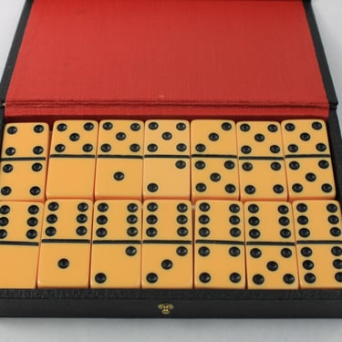 1940s A & L Butterscotch Bakelite Dominoes Set New Old Stock 
