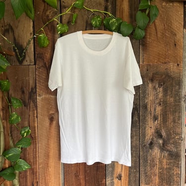 Vintage 80s Thrashed Distressed Blank White T shirt single