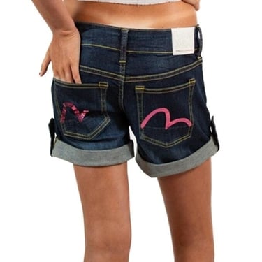 Evisu Denim Pink Sequin Shorts 