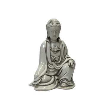 Small Vintage Finish Off White Color Porcelain Kwan Yin Statue ws2963E 
