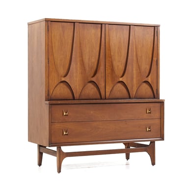 Broyhill Brasilia Mid Century Walnut Armoire Gentleman's Chest - mcm 