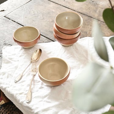 set of 5 vintage french digoin stoneware bowls
