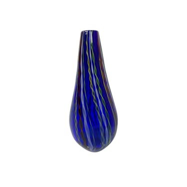 20th Century Modern Murano Studio Art Glass Vase With Twisted Ribbon Motif 