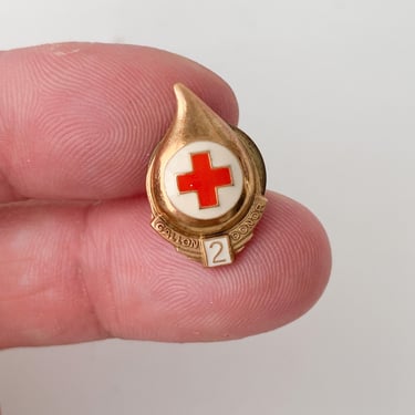 Vintage 1950s/60s Red Cross 2 Gallon Blood Donor Drop Pin 