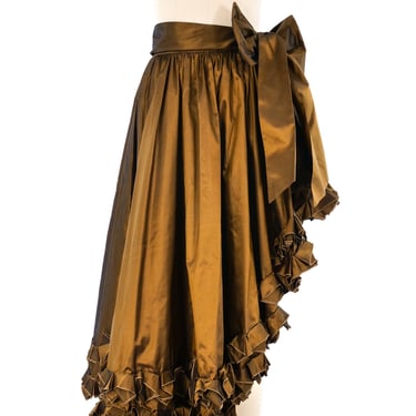 Yves Saint Laurent Ruffle Trimmed Taffeta Skirt