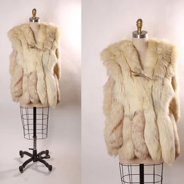 1970s Mod Silver Fox Tail Leather Straps Open Side Fur Vest by Jacques Saint Laurent -M 