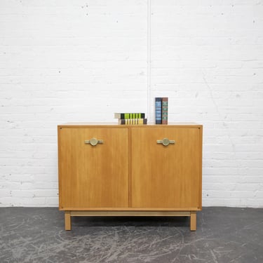 Vintage MCM small birch cabinet with two adjustable height shelves | Free delivery only in NYC and Hudson Valley areas 