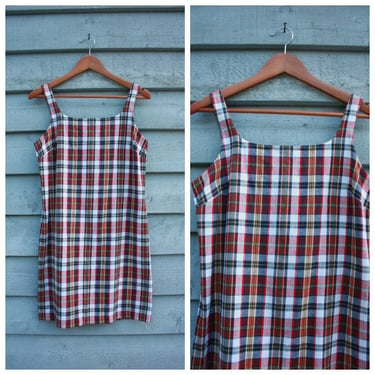 90s Gap Red and Blue Plaid Madras Shift Dress Size S / M 