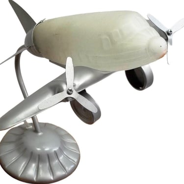Art Deco Airplane Frosted Glass Table Lamp 