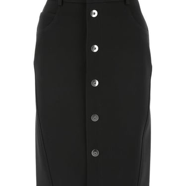 Bottega Veneta Woman Black Stretch Wool Blend Skirt