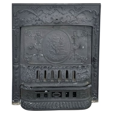 American Neoclassical Cast Iron Coal Fireplace Insert