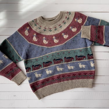 vintage 80s sweater Eddie Bauer nordic sheep pastoral jumper top