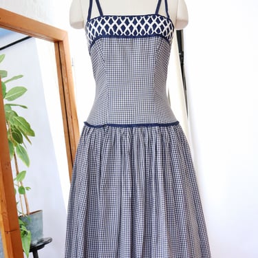 Gingham Dropwaist Dress with Bolero M