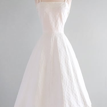 Elegant 1950's White Cotton Harvey Berin Sundress / Sz S