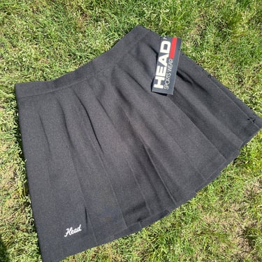 VTG 90s Deadstock HEAD Sportswear Black Pleated Mini Skirt 
