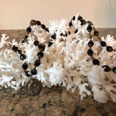 Vintage Black Glass Prayer Beads 