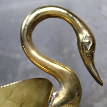 Vintage Brass Swan Trinket Dish | Decorative Bowl | Bowl for Keys or Jewelry 
