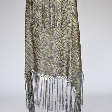 1920s gold lame art deco fringed shawl 