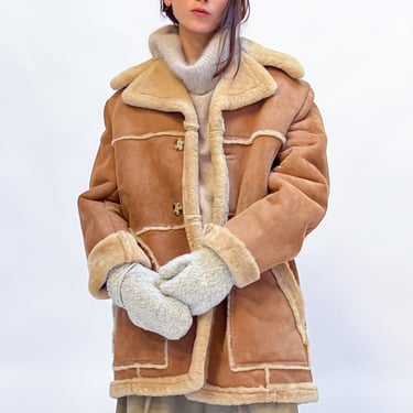 Almond Suede Shearling Coat (L)