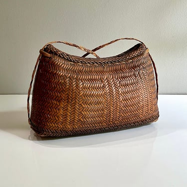 Vintage Wicker, Woven Purse, Shoulder Bag, Rattan Cross Body, Straw Bag, Convertible - Envelope Clutch Style, Handmade, South Asian, Summer 