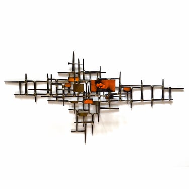 Abstract Wall Sculpture in Iron, Bronze and Enamel