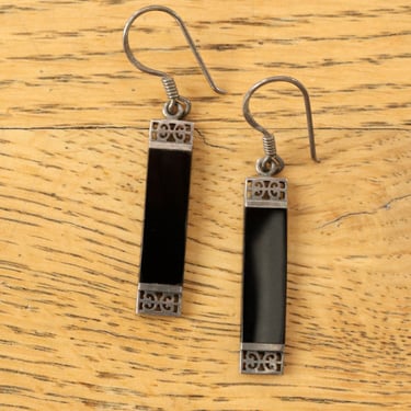 Sterling Deco Ebony Earrings