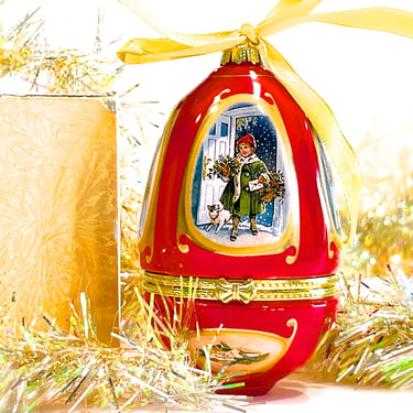 VINTAGE: Porcelain Musical Egg Ornament Trinket Ornament - Tree Ornament - Christmas Decor - SKU 1-B-00033712 